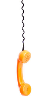 Orange Retro Telephone Tube Isolated On White Background.