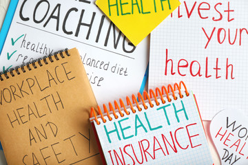 Inscriptions about health written in notebooks
