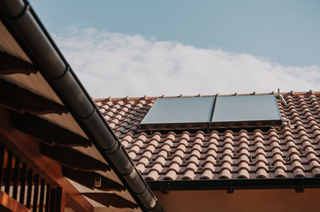 Solar panels on modern roof