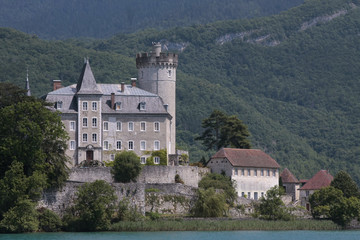 Fototapeta na wymiar Castle on the shore of Annecy lake.