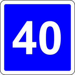 Fototapeta na wymiar 40 suggested speed road sign