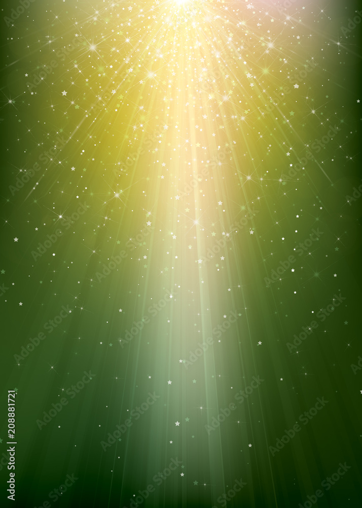 Wall mural vector sparkle background with rays, stars and lights.