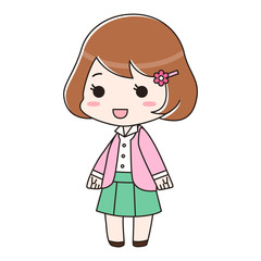 オフィスカジュアル　女性　笑顔