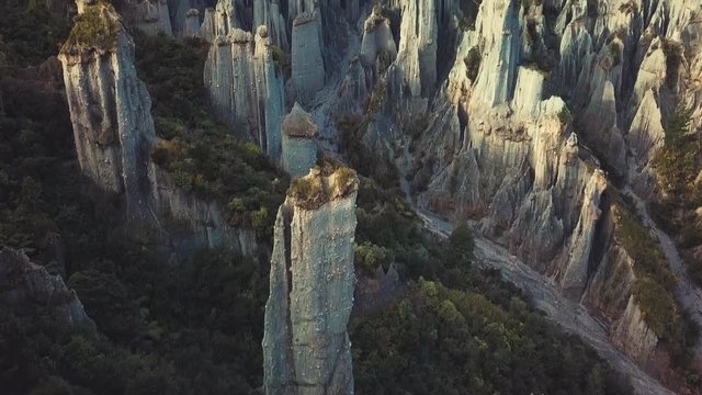 Putangirua Pinnacles Aerial Clip Collection, B-Roll New Zealand Tourism Footage 4k