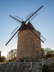 Old windmill in Saint-Saturnin-les-Apt Muehle in Provence, France