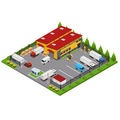 Warehouse Concept 3d Isometric View. Vector