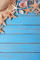 Tropical beach summer starfish background border vertical