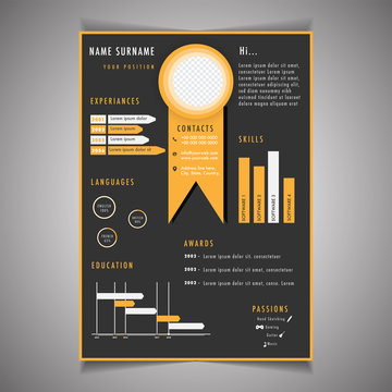 Infographic resume template can be use as letterhead or cover letter. Professional CV design with placeholder.