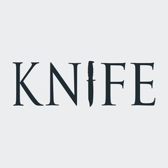 Tipografia KNIFE con cuchillo de combate en fondo gris
