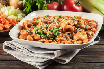 Pasta e fagioli - pasta with beans and parmesan