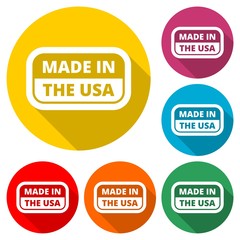 USA flag - Made in America icon, color icon with long shadow