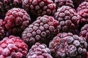 Frozen blackberries, closeup
