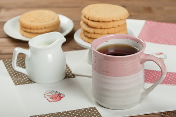 Home Baked Peanut Butter Cookies. Handmade Cross Stitch Lunch Mats.