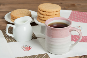 Home Baked Peanut Butter Cookies. Handmade Cross Stitch Lunch Mats.
