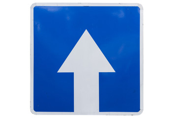 Road sign 'One way street' isolated on white