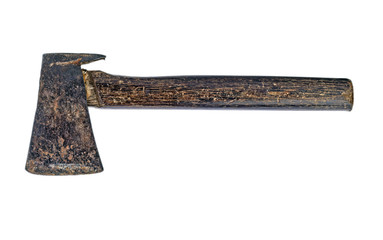 Unsharpened old rusty axe isolated