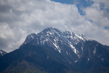 mountain with beautiful clouds of blue sky morning summer.