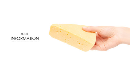 Cheese in hand pattern on a white background isolation