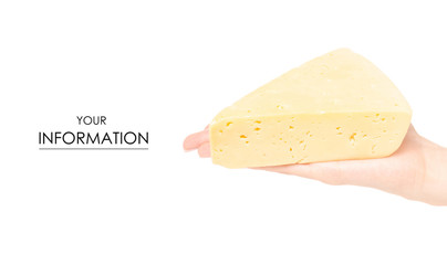 Cheese in hand pattern on a white background isolation