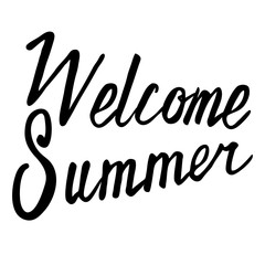 Welcome summer hand drawn brush lettering. Hand written calligraphy style.