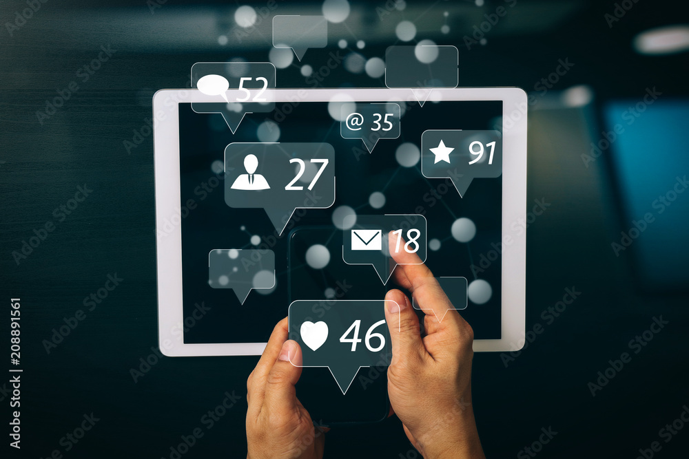 Poster cyber security internet and networking concept.businessman hand working with vr screen padlock icon 