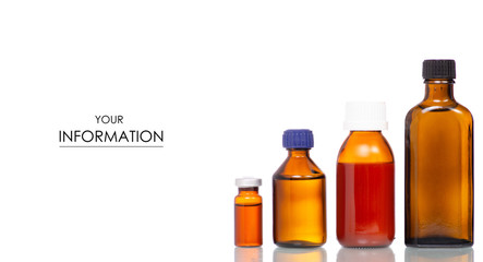 Composition set of medicine bottles pattern on white background isolation