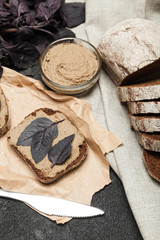 Duck liver pate, homemade appetizer.