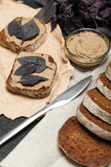 Pate liver chicken toast. Terrine bread.