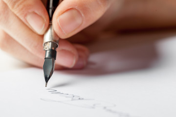 Antique fountain pen writing