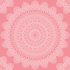 Seamless pattern with mandala ornament. Hand drawn vector illustration