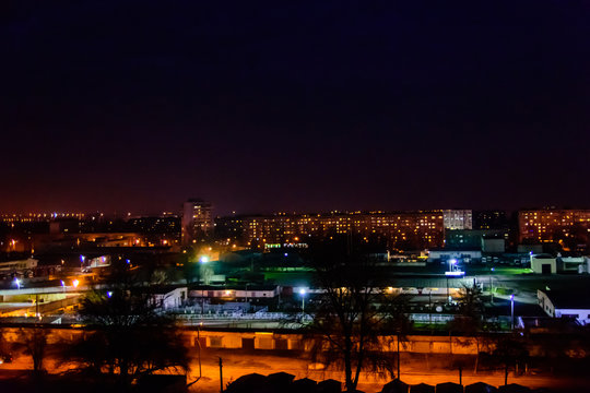 View on the midnight city Kremenchug, Ukraine