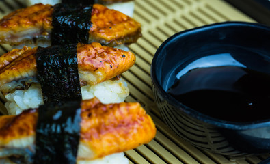 Sushi with eel smoke
