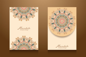Template design elements Mandala art abstract for packaging and card vector
