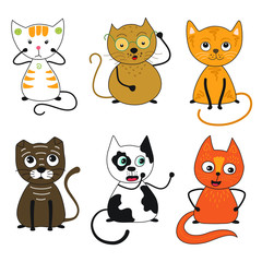 Fototapeta premium Vector Cats collection. Cats of different breeds, cats with different moods.
