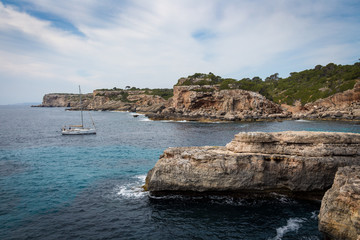 Fototapeta na wymiar Mallorca, Spain; March 17, 2018: views of paradisiacal coves of Mallorca