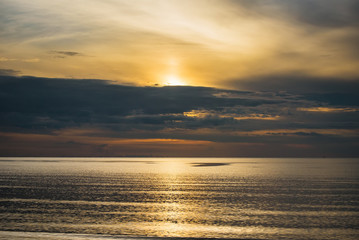 View of Hua Hin Beach Prachuab Khirikhan in sunrise morning time.Thailand.
