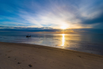 Fototapeta na wymiar View of Hua Hin Beach Prachuab Khirikhan in sunrise morning time.Thailand.