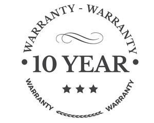 10 years warranty icon vintage rubber stamp guarantee