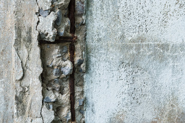 Concrete piling in states of disrepair.