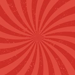 Red Radial rays background. Rays diverging from the center in a spiral