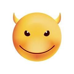 Cute Evil Emoticon on White Background. Isolated Vector Illustration