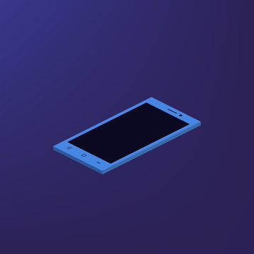 Cell phone. Flat isometric. Mobile device. Modern technologies of communication and management. Smartphone. Touchscreen display. Vector illustration.