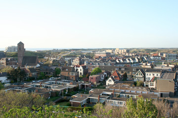 Bird view and vlilage curch in the centre