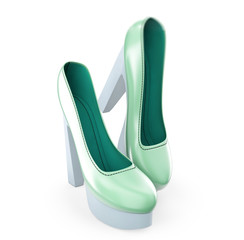 A pair of color women's high-heel shoes 3d illustration