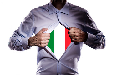 Business man with italian flag on white background - 208899968