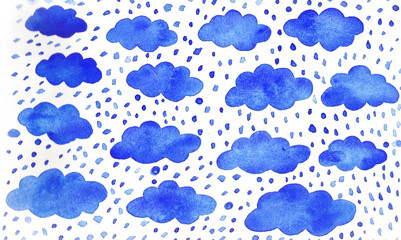 Hand drawn watercolor sky blue background