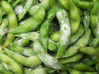 edamame nibbles, boiled green soy beans, japanese food