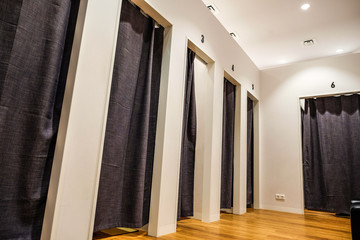 Fitting room interior in a mall.