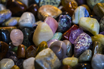Background of small colored stone shot close-up
