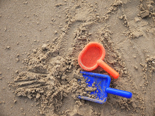 Fototapeta na wymiar children's toys for sand